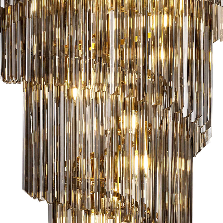 Nelson Lighting NL89869 Vienna 23 Light 5 Tier Round Pendant Brass Smoked