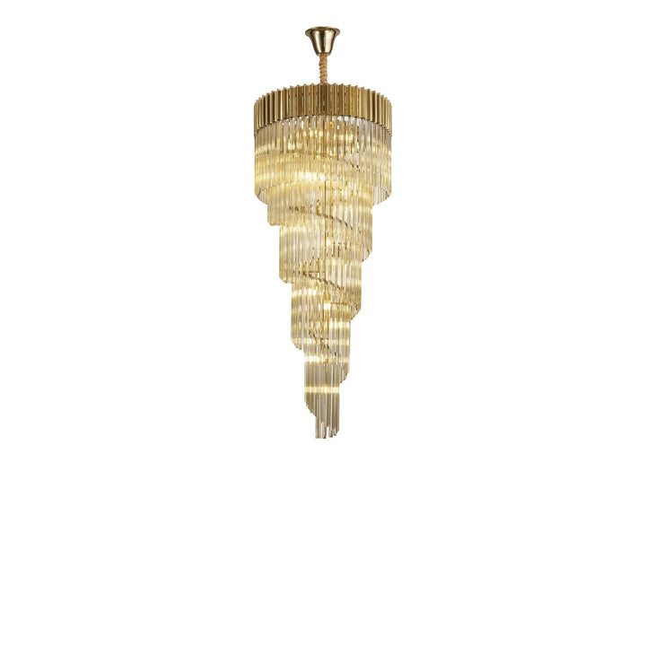 Nelson Lighting NL89879 Vienna 23 Light 5 Tier Round Pendant Brass Cognac