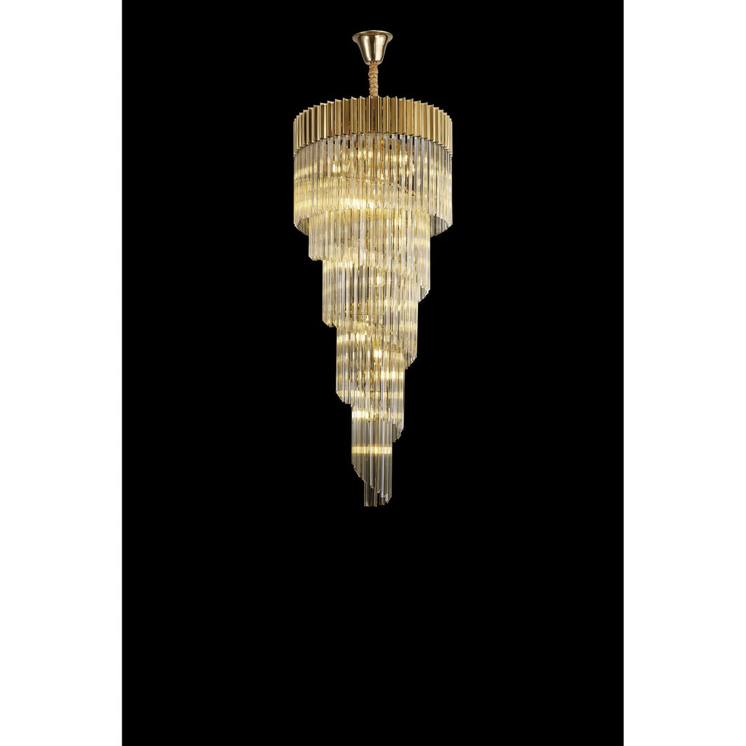 Nelson Lighting NL89879 Vienna 23 Light 5 Tier Round Pendant Brass Cognac