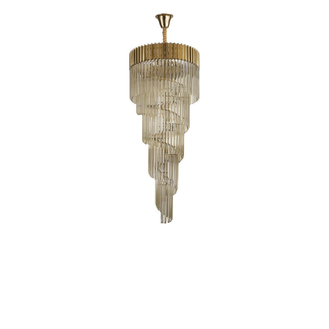 Nelson Lighting NL89879 Vienna 23 Light 5 Tier Round Pendant Brass Cognac