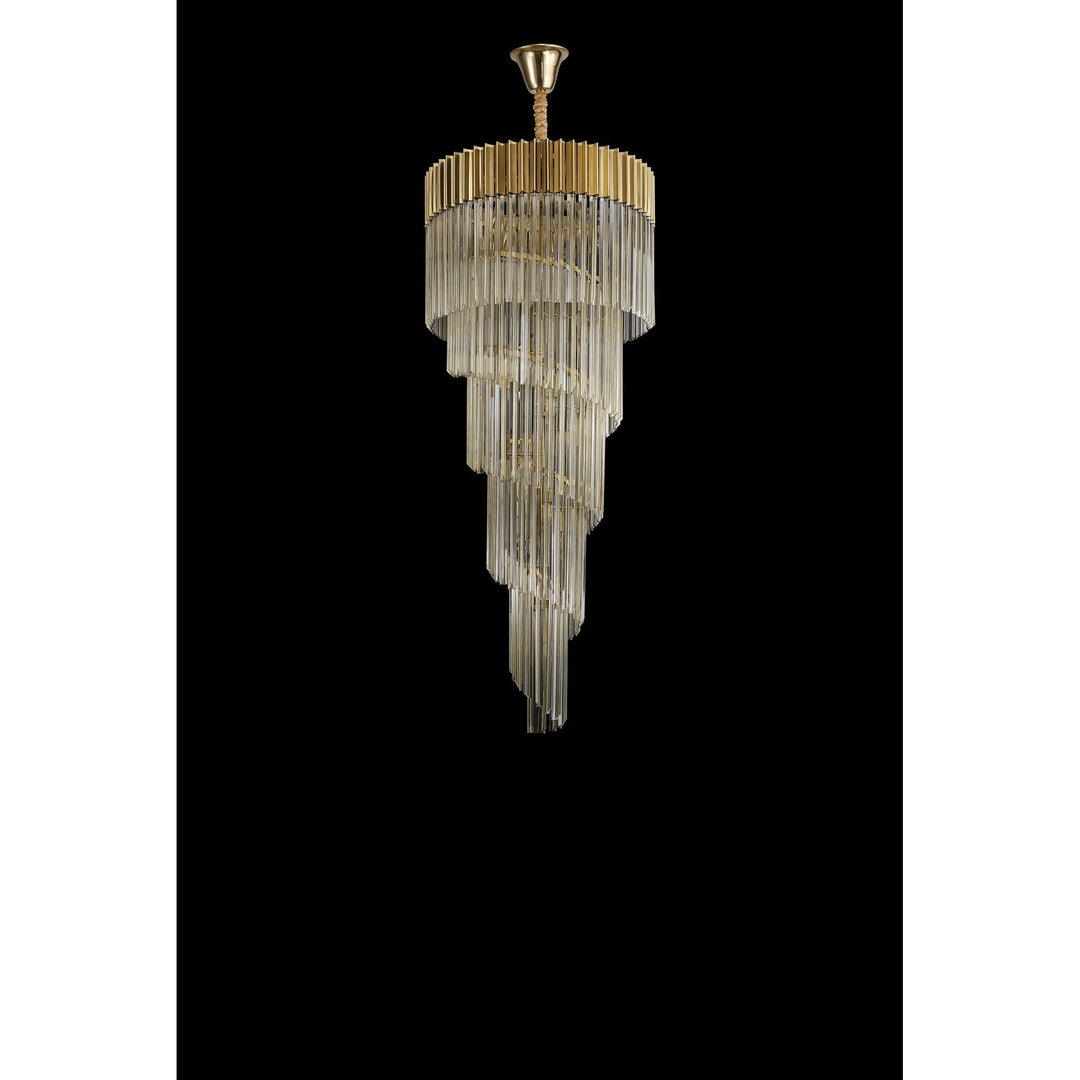 Nelson Lighting NL89879 Vienna 23 Light 5 Tier Round Pendant Brass Cognac