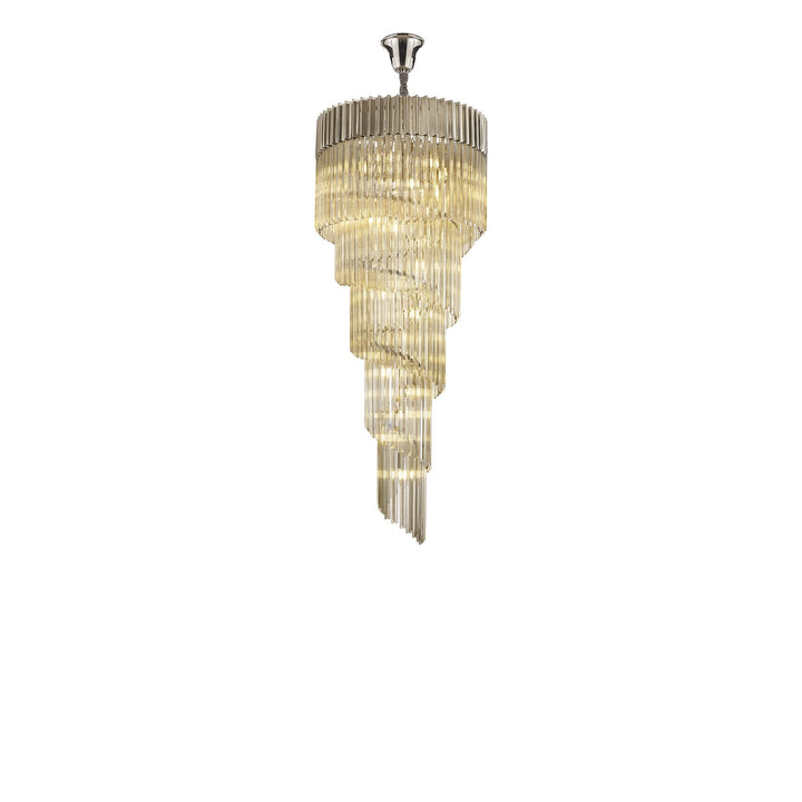 Nelson Lighting NL89889 Vienna 23 Light 5 Tier Round Pendant Polished Nickel Cognac