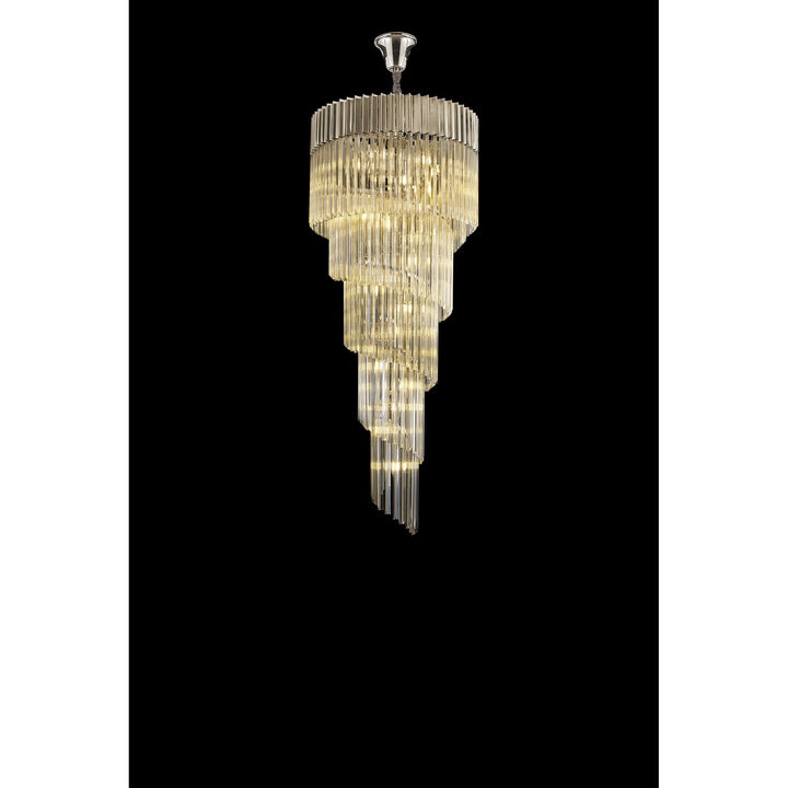 Nelson Lighting NL89889 Vienna 23 Light 5 Tier Round Pendant Polished Nickel Cognac