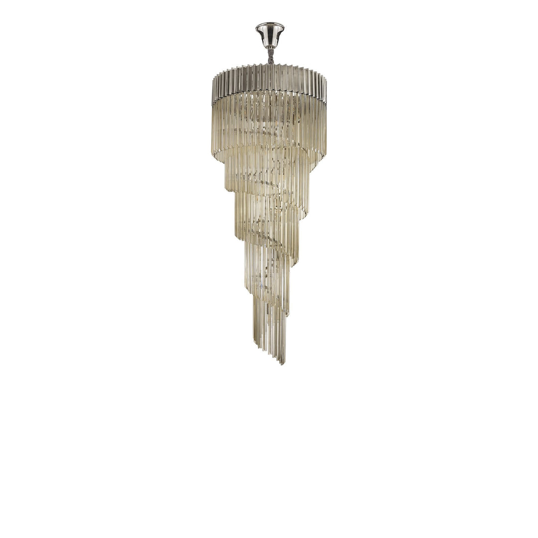 Nelson Lighting NL89889 Vienna 23 Light 5 Tier Round Pendant Polished Nickel Cognac