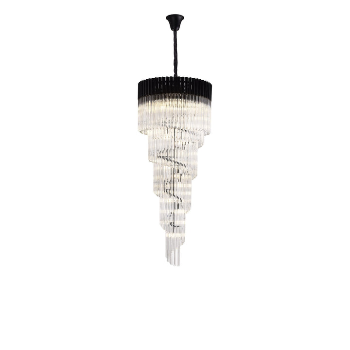 Nelson Lighting NL89899 Vienna 23 Light 5 Tier Round Pendant Matt Black Clear