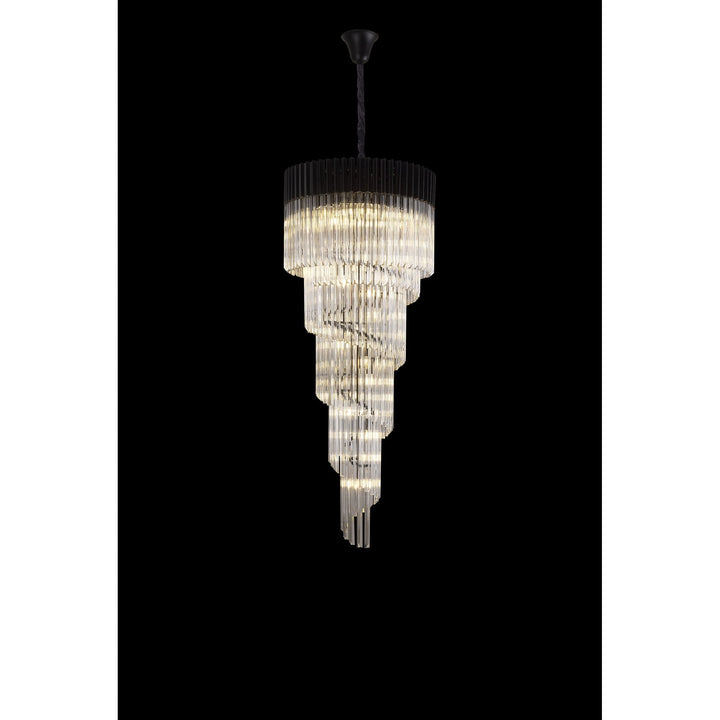 Nelson Lighting NL89899 Vienna 23 Light 5 Tier Round Pendant Matt Black Clear