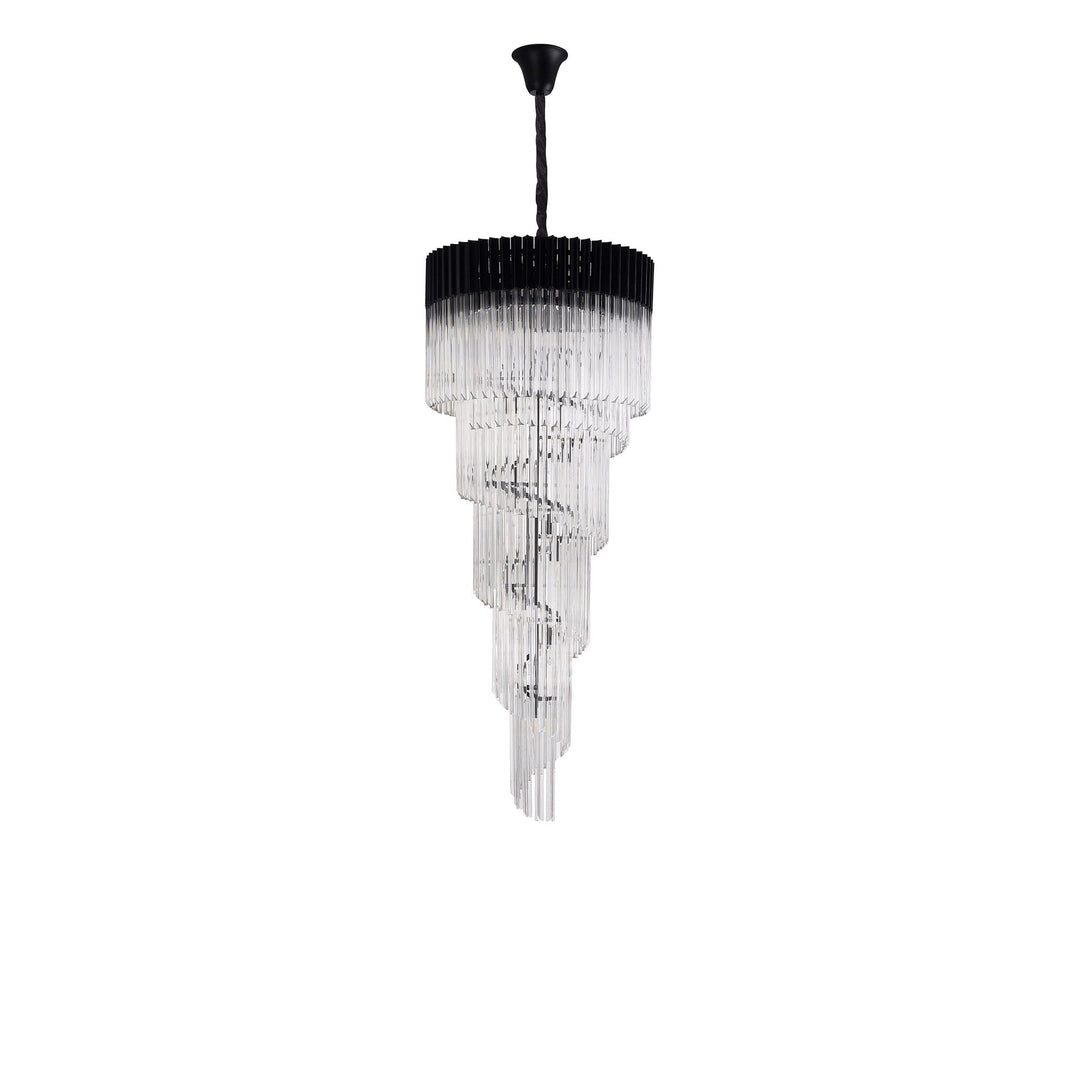 Nelson Lighting NL89899 Vienna 23 Light 5 Tier Round Pendant Matt Black Clear