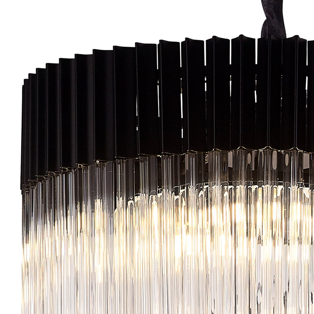 Nelson Lighting NL89899 Vienna 23 Light 5 Tier Round Pendant Matt Black Clear