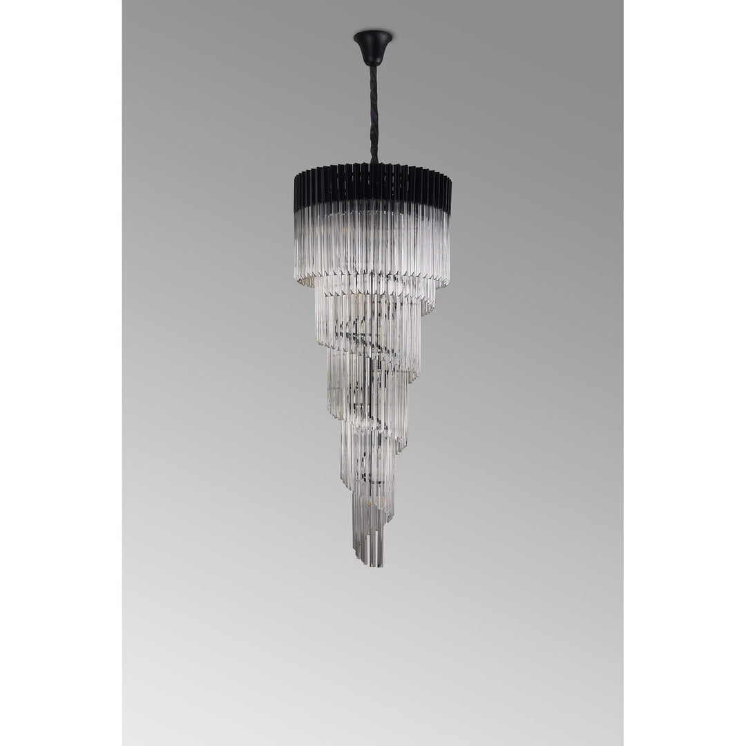 Nelson Lighting NL89899 Vienna 23 Light 5 Tier Round Pendant Matt Black Clear