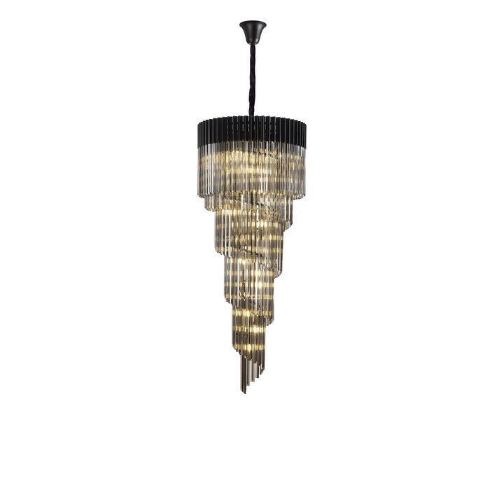 Nelson Lighting NL89909 Vienna 23 Light 5 Tier Round Pendant Matt Black Smoked