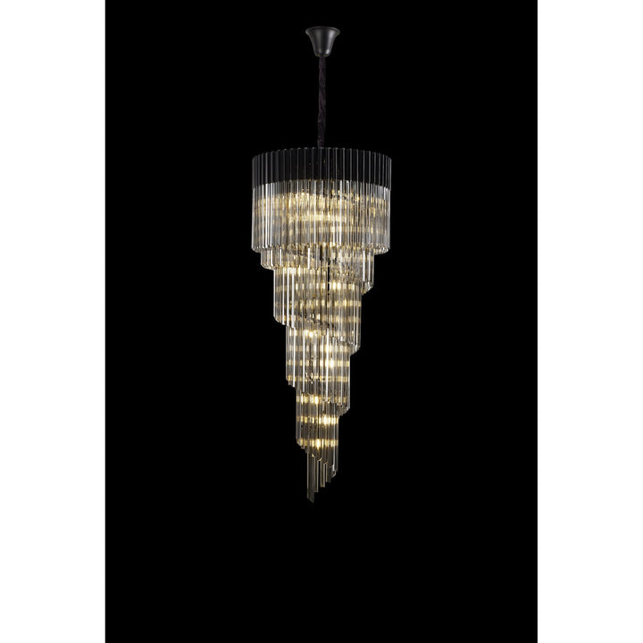 Nelson Lighting NL89909 Vienna 23 Light 5 Tier Round Pendant Matt Black Smoked