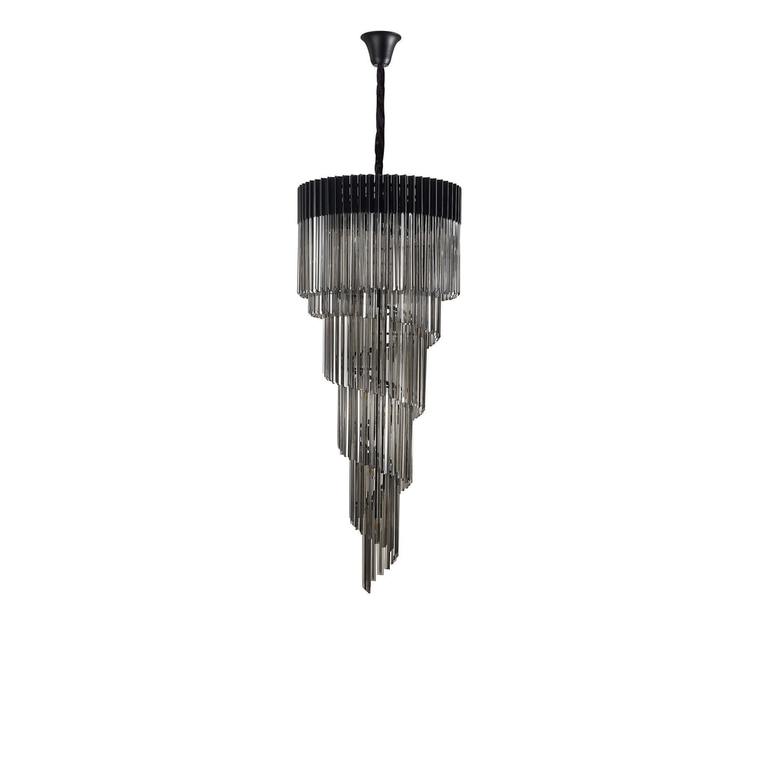 Nelson Lighting NL89909 Vienna 23 Light 5 Tier Round Pendant Matt Black Smoked