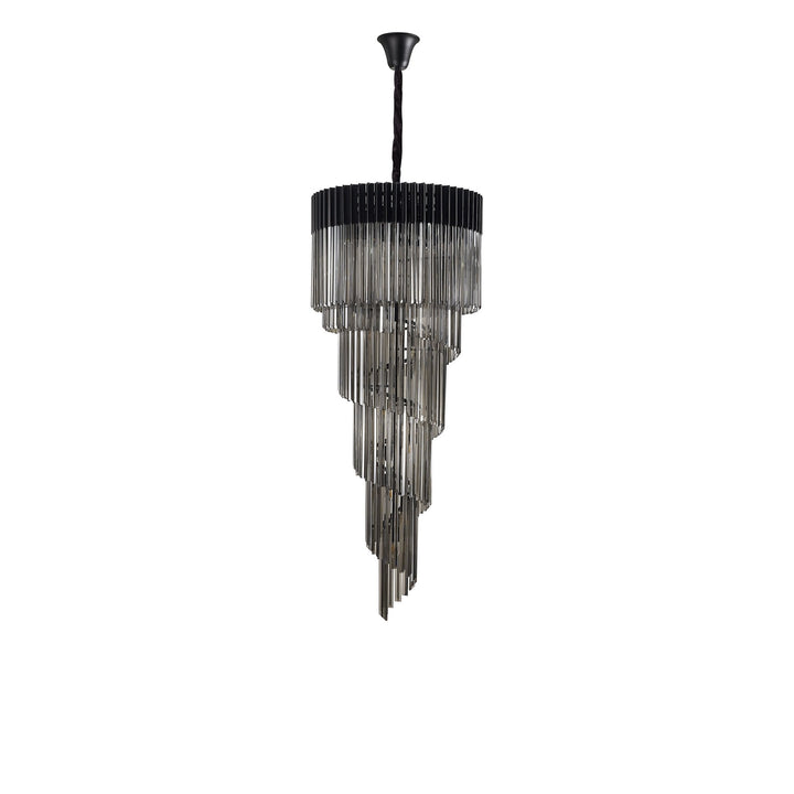 Nelson Lighting NL89909 Vienna 23 Light 5 Tier Round Pendant Matt Black Smoked