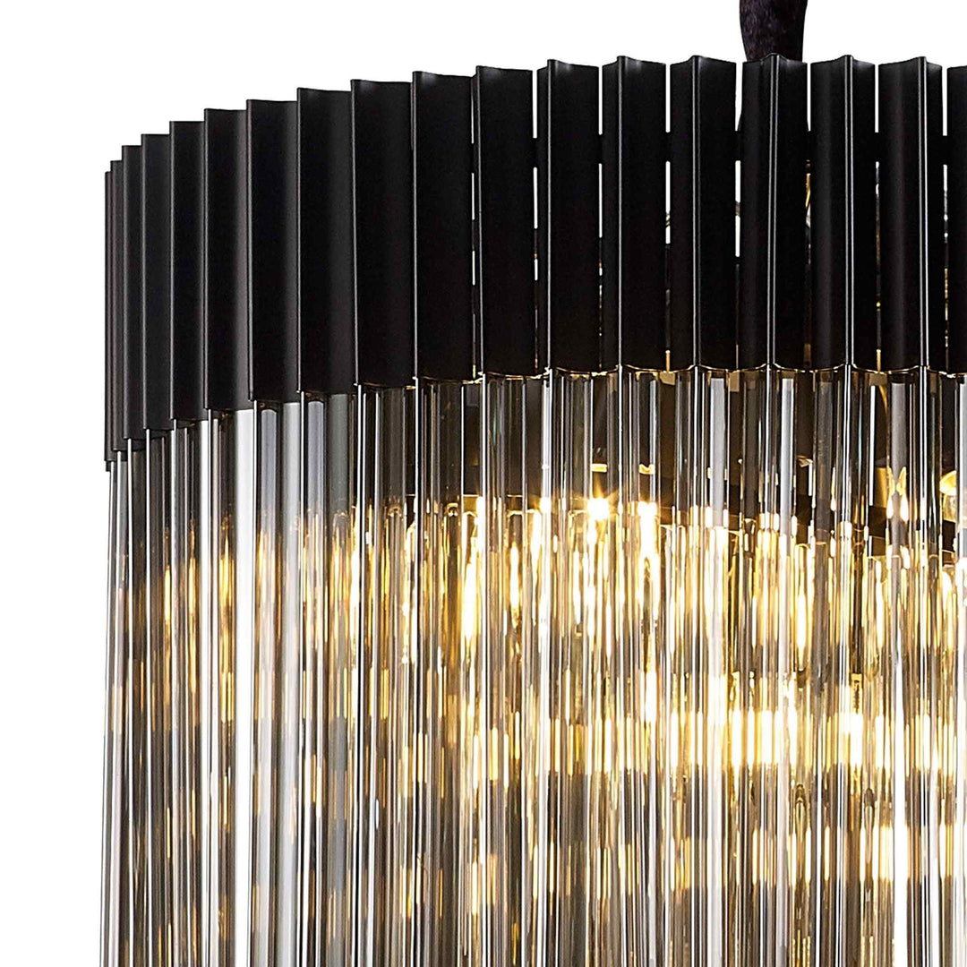 Nelson Lighting NL89909 Vienna 23 Light 5 Tier Round Pendant Matt Black Smoked