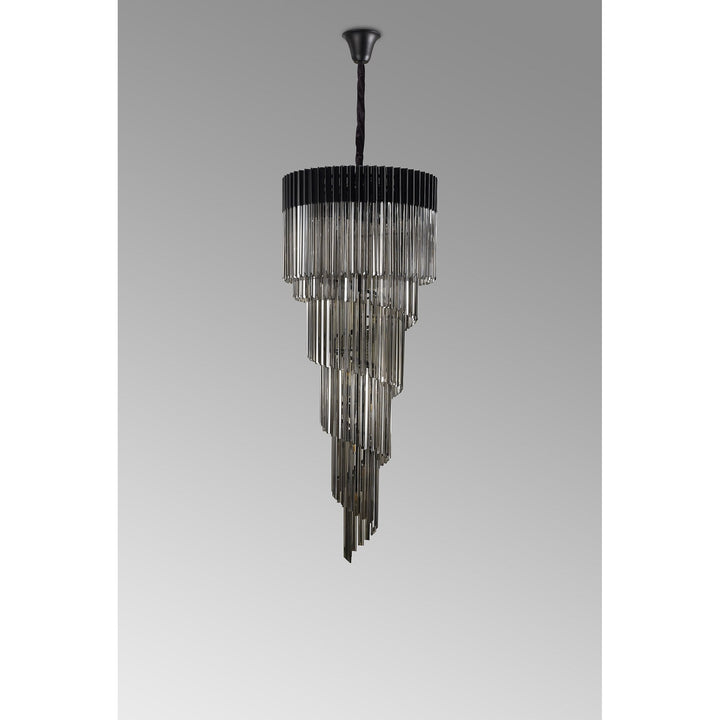 Nelson Lighting NL89909 Vienna 23 Light 5 Tier Round Pendant Matt Black Smoked