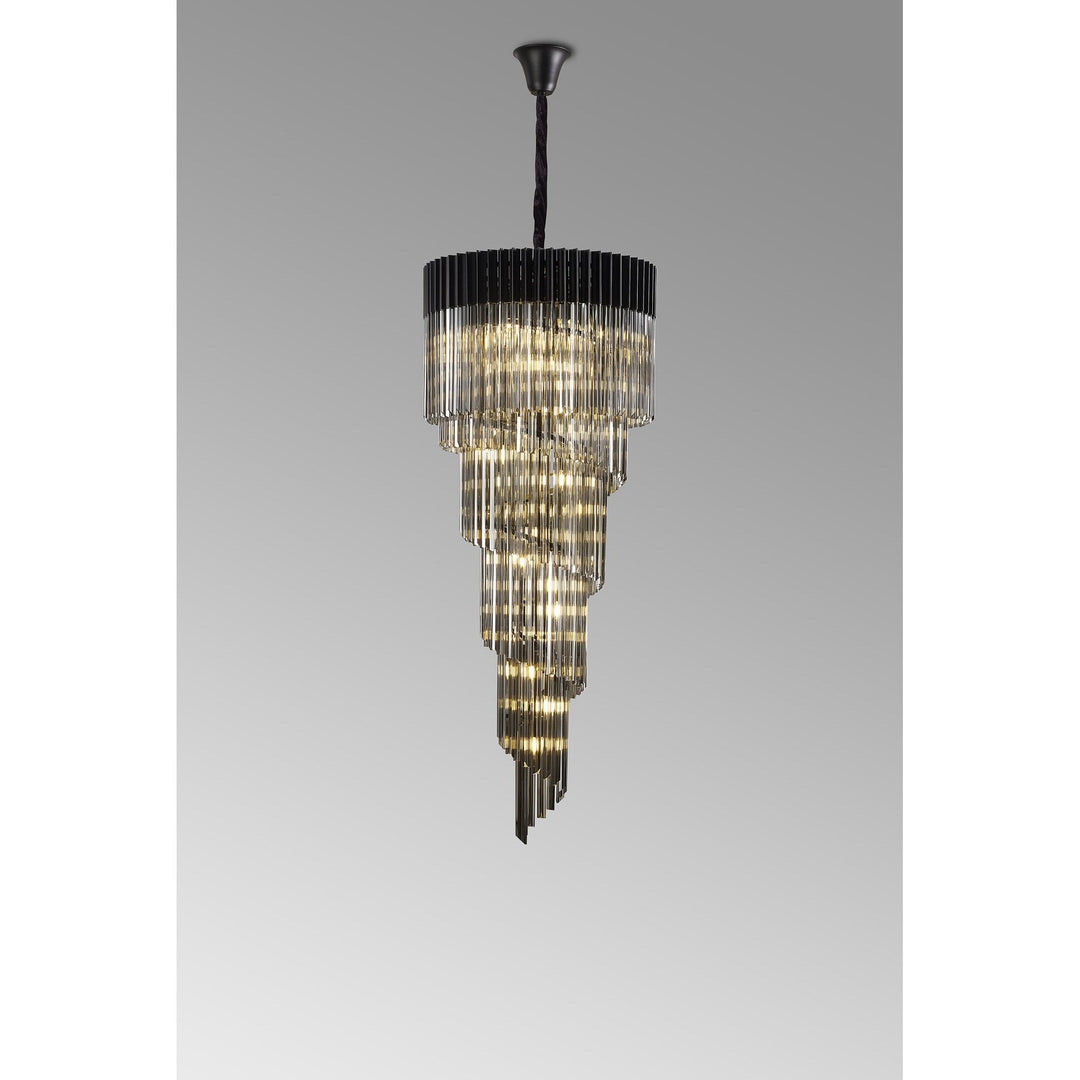 Nelson Lighting NL89909 Vienna 23 Light 5 Tier Round Pendant Matt Black Smoked