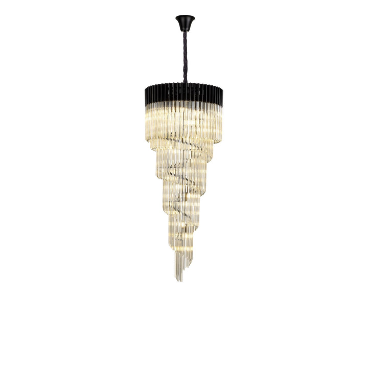 Nelson Lighting NL89919 Vienna 23 Light 5 Tier Round Pendant Matt Black Cognac