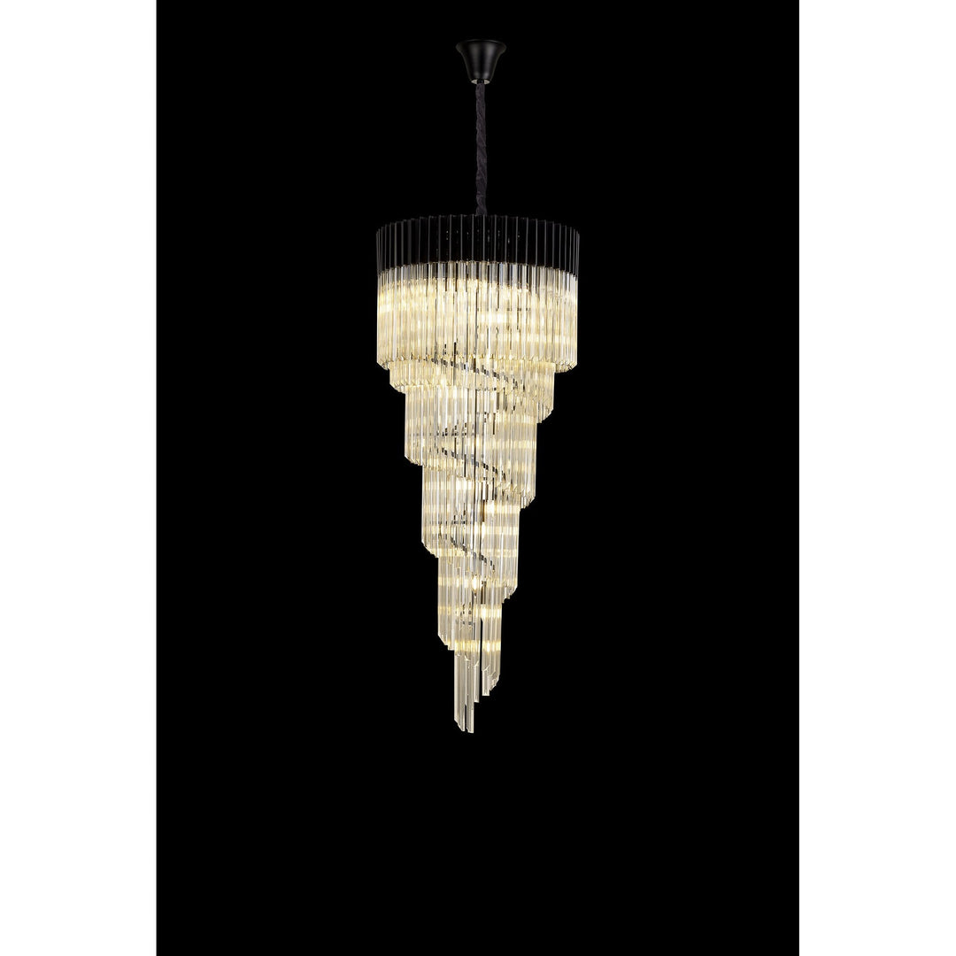 Nelson Lighting NL89919 Vienna 23 Light 5 Tier Round Pendant Matt Black Cognac