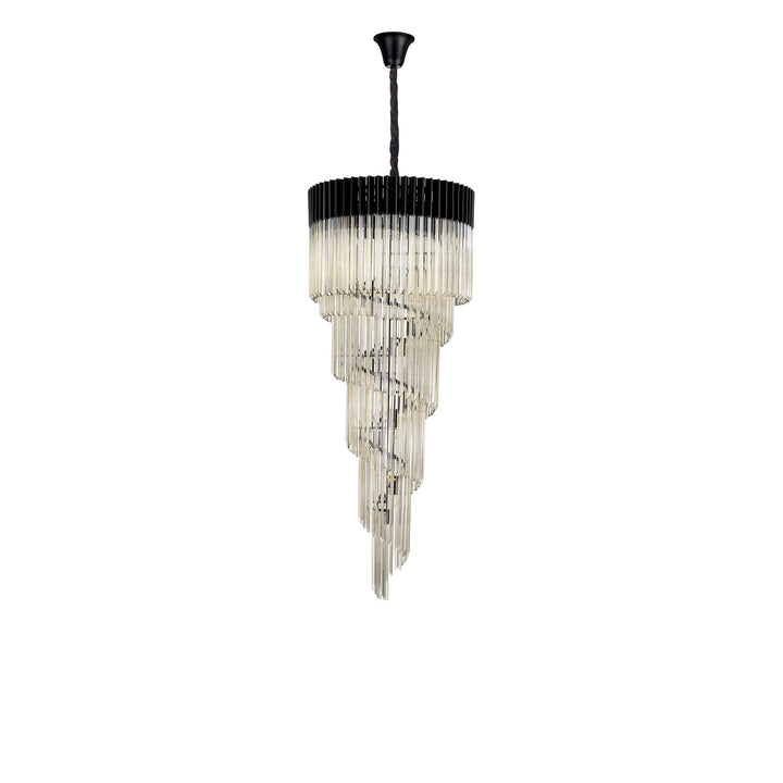 Nelson Lighting NL89919 Vienna 23 Light 5 Tier Round Pendant Matt Black Cognac