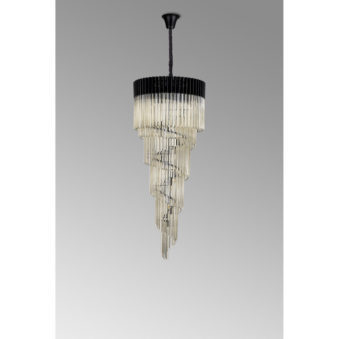 Nelson Lighting NL89919 Vienna 23 Light 5 Tier Round Pendant Matt Black Cognac