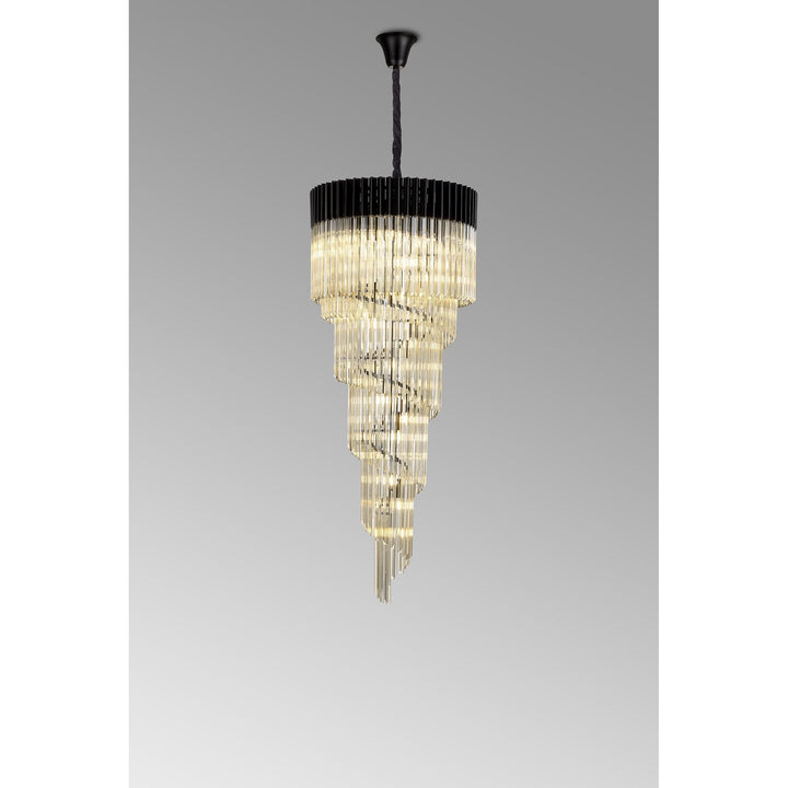 Nelson Lighting NL89919 Vienna 23 Light 5 Tier Round Pendant Matt Black Cognac