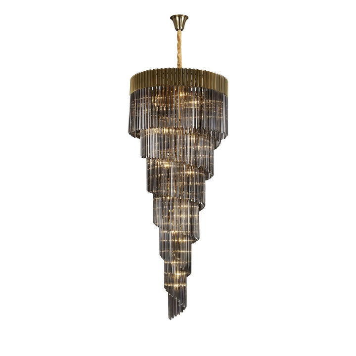 Nelson Lighting NL89929 Vienna 31 Light 7 Tier Round Pendant Brass Smoked