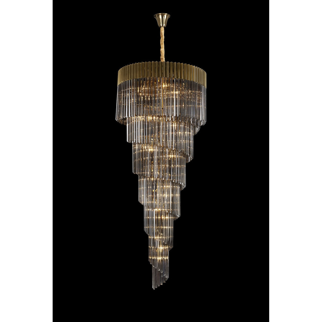 Nelson Lighting NL89929 Vienna 31 Light 7 Tier Round Pendant Brass Smoked