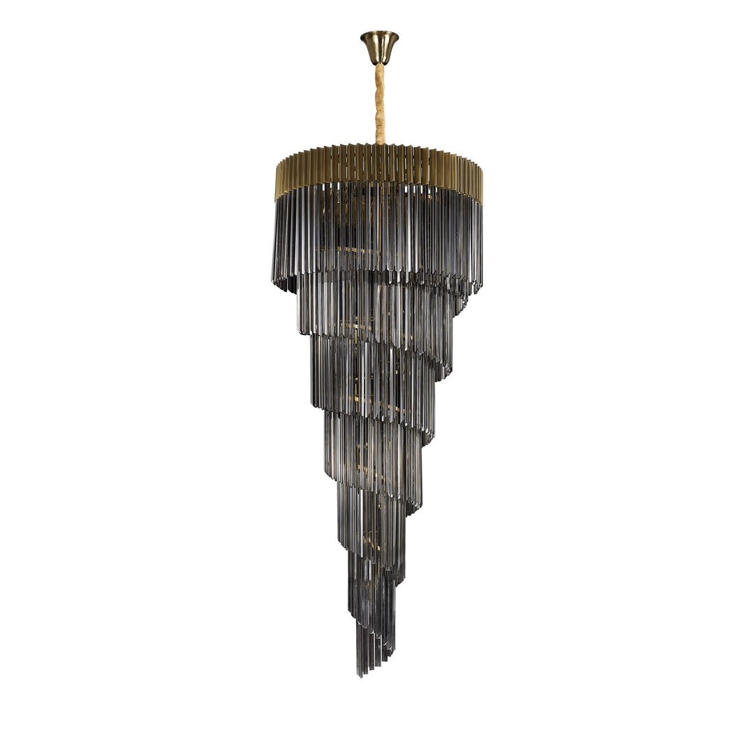 Nelson Lighting NL89929 Vienna 31 Light 7 Tier Round Pendant Brass Smoked