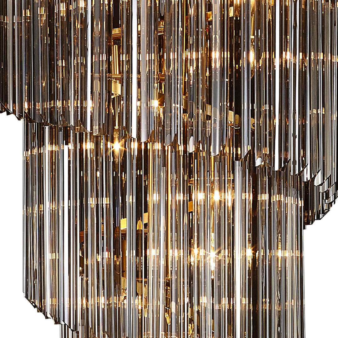 Nelson Lighting NL89929 Vienna 31 Light 7 Tier Round Pendant Brass Smoked