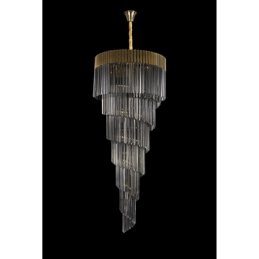 Nelson Lighting NL89929 Vienna 31 Light 7 Tier Round Pendant Brass Smoked