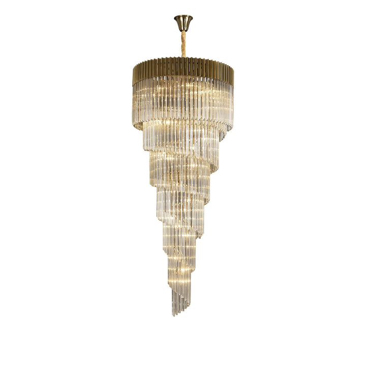 Nelson Lighting NL89939 Vienna 31 Light 7 Tier Round Pendant Brass Cognac