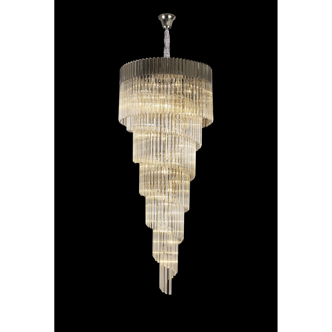 Nelson Lighting NL89949 Vienna 31 Light 7 Tier Round Pendant Polished Nickel Cognac