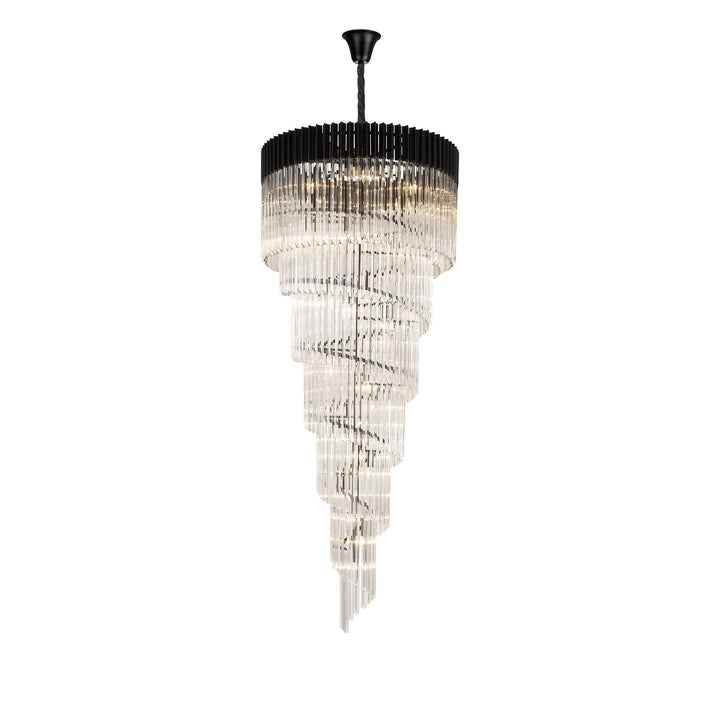 Nelson Lighting NL89959 Vienna 31 Light 7 Tier Round Pendant Matt Black Clear