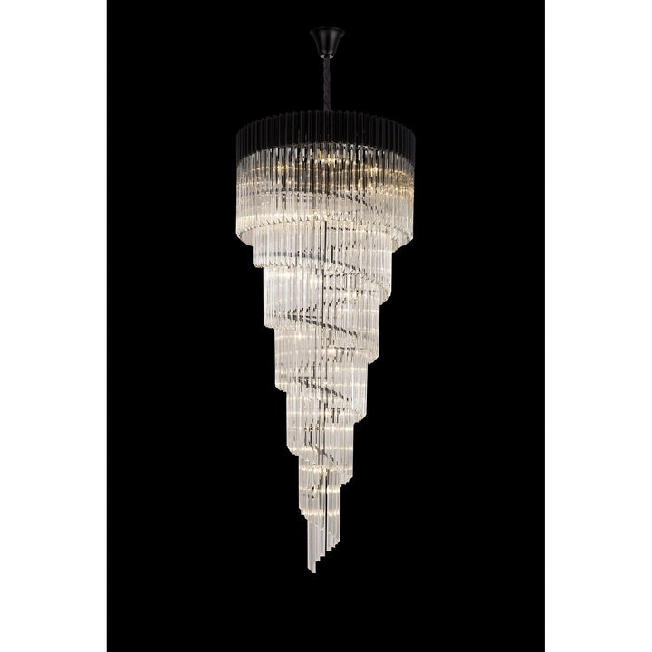 Nelson Lighting NL89959 Vienna 31 Light 7 Tier Round Pendant Matt Black Clear