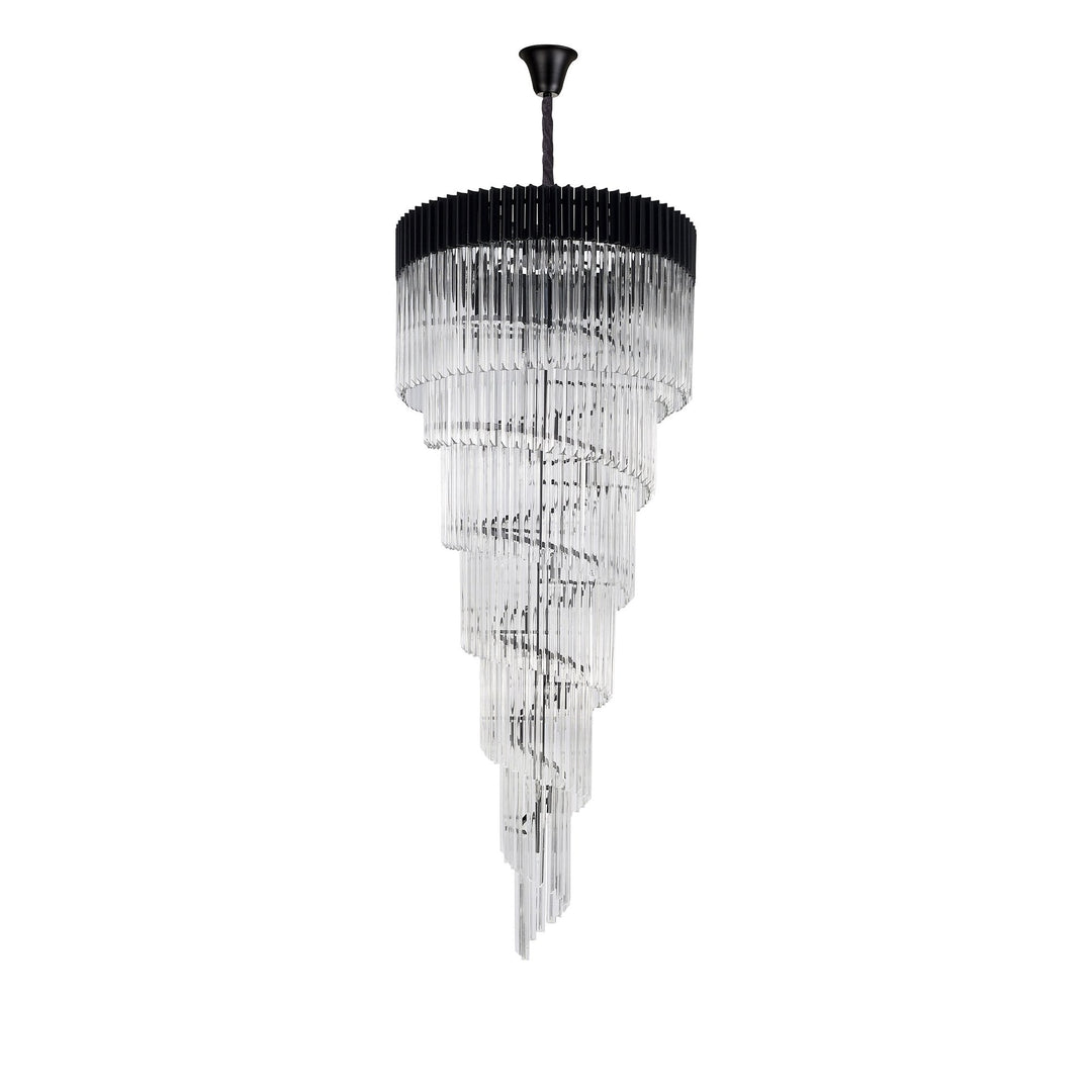 Nelson Lighting NL89959 Vienna 31 Light 7 Tier Round Pendant Matt Black Clear