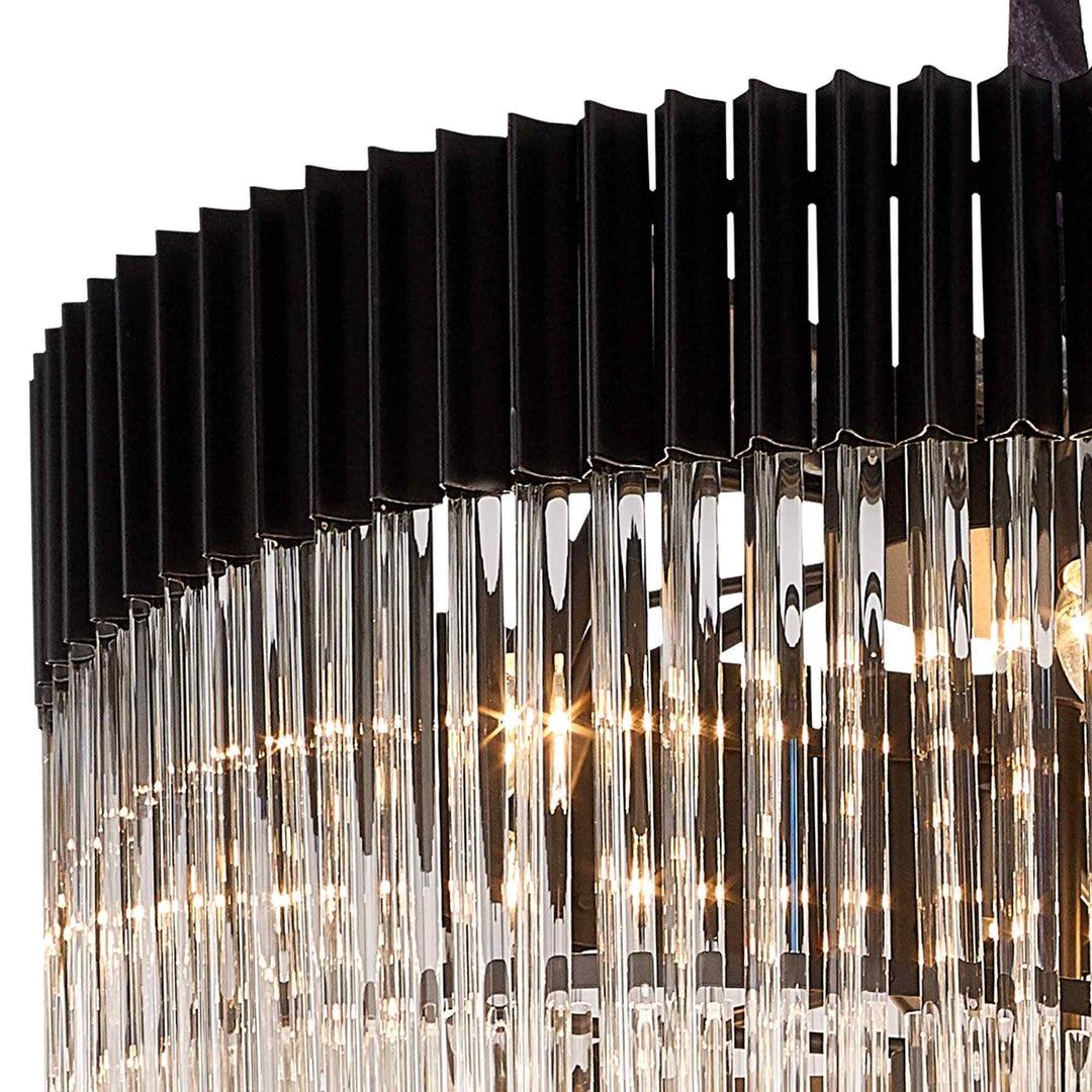 Nelson Lighting NL89959 Vienna 31 Light 7 Tier Round Pendant Matt Black Clear