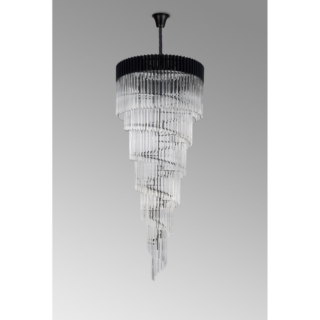 Nelson Lighting NL89959 Vienna 31 Light 7 Tier Round Pendant Matt Black Clear