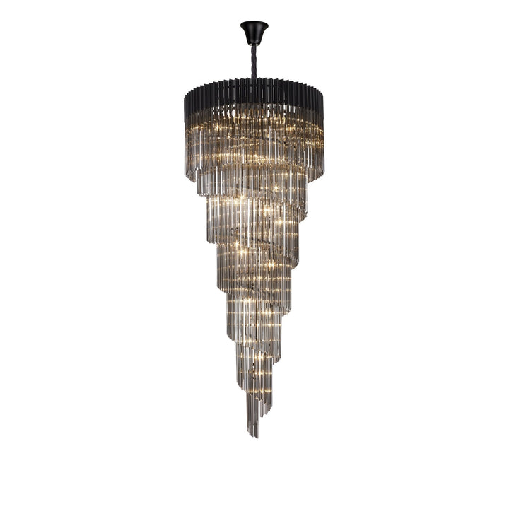 Nelson Lighting NL89969 Vienna 31 Light 7 Tier Round Pendant Matt Black Smoked