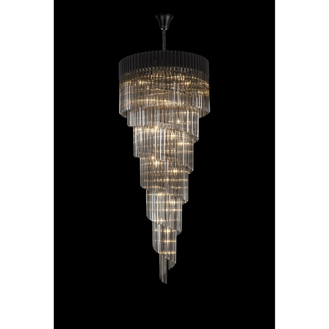 Nelson Lighting NL89969 Vienna 31 Light 7 Tier Round Pendant Matt Black Smoked