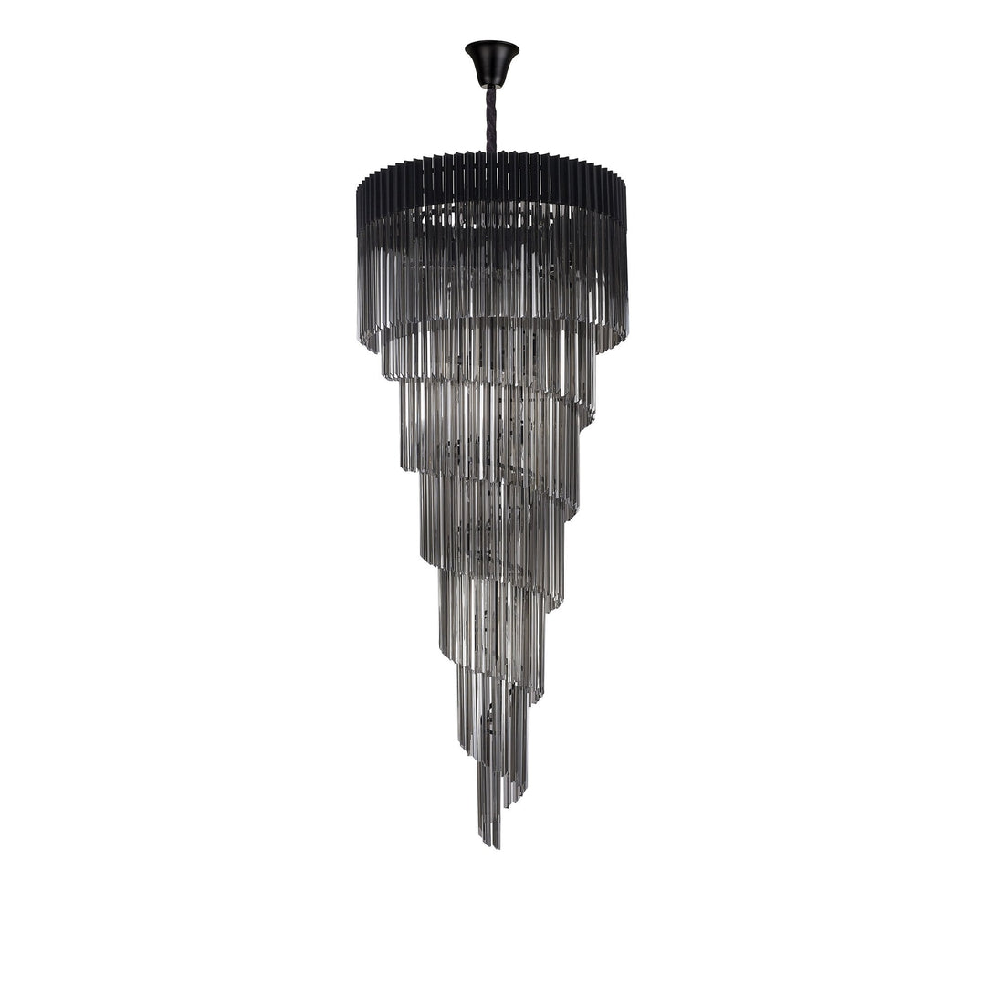 Nelson Lighting NL89969 Vienna 31 Light 7 Tier Round Pendant Matt Black Smoked