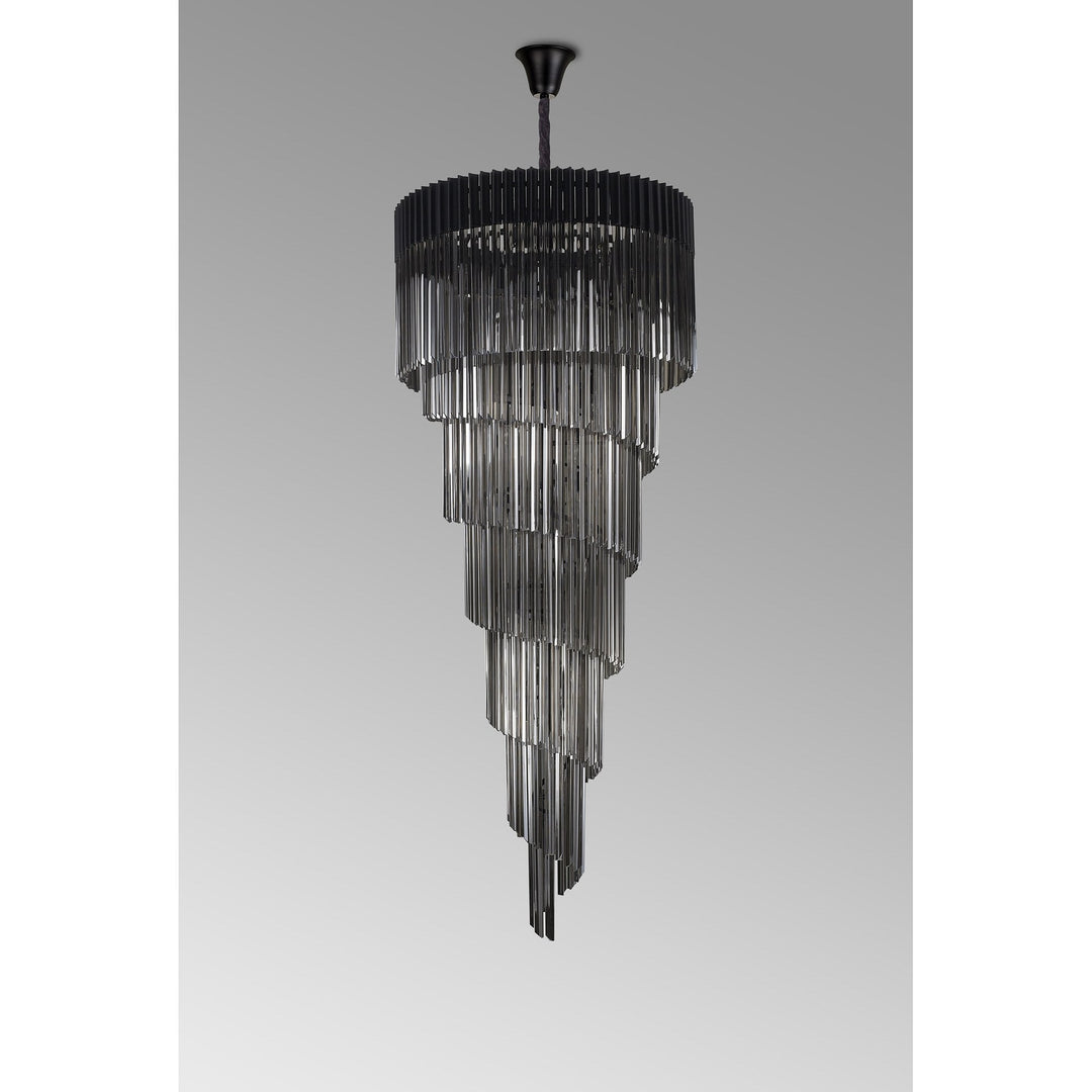 Nelson Lighting NL89969 Vienna 31 Light 7 Tier Round Pendant Matt Black Smoked