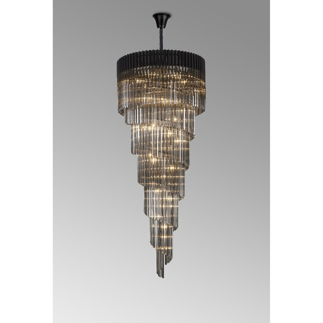 Nelson Lighting NL89969 Vienna 31 Light 7 Tier Round Pendant Matt Black Smoked