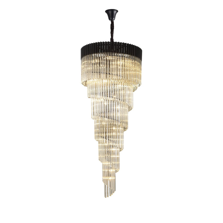 Nelson Lighting NL89979 Vienna 31 Light 7 Tier Round Pendant Matt Black Cognac