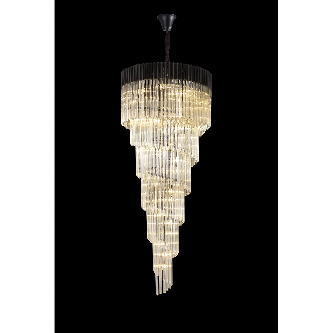 Nelson Lighting NL89979 Vienna 31 Light 7 Tier Round Pendant Matt Black Cognac