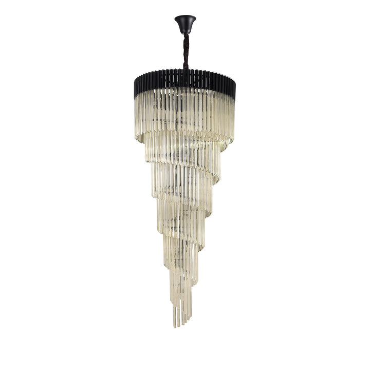 Nelson Lighting NL89979 Vienna 31 Light 7 Tier Round Pendant Matt Black Cognac