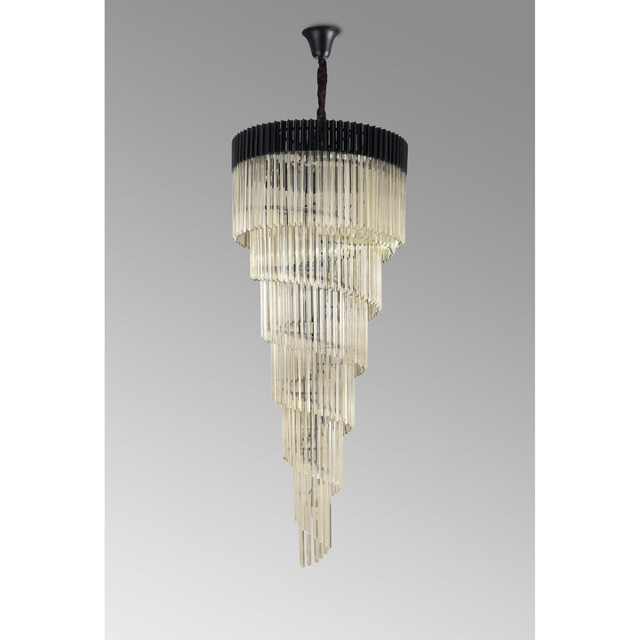 Nelson Lighting NL89979 Vienna 31 Light 7 Tier Round Pendant Matt Black Cognac