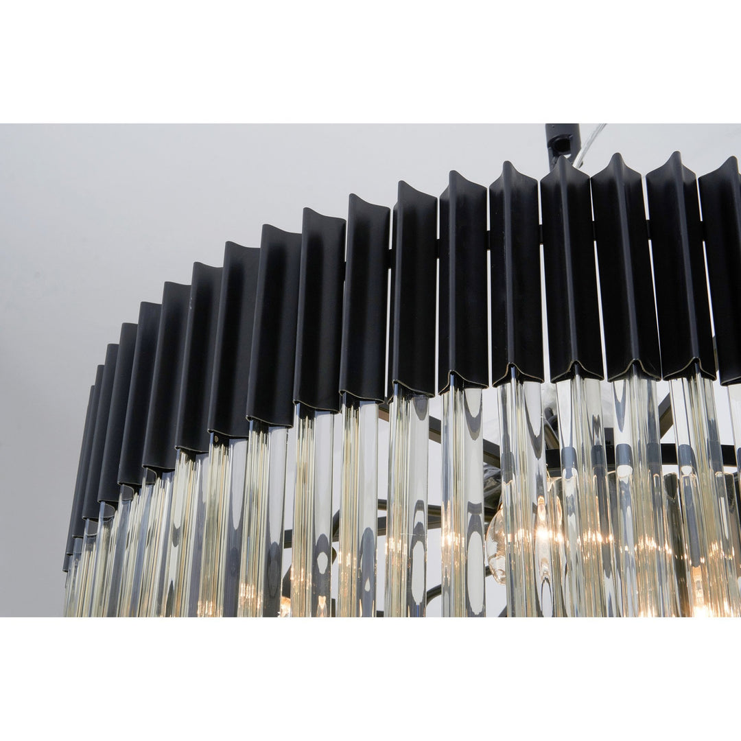 Nelson Lighting NL89979 Vienna 31 Light 7 Tier Round Pendant Matt Black Cognac