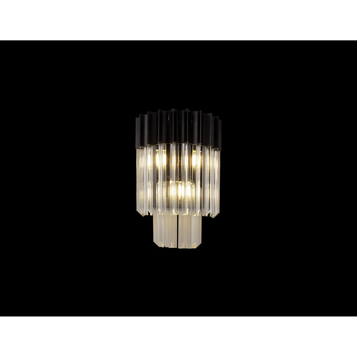 Nelson Lighting NL90019 Vienna 3 Light Wall Light Matt Black Clear