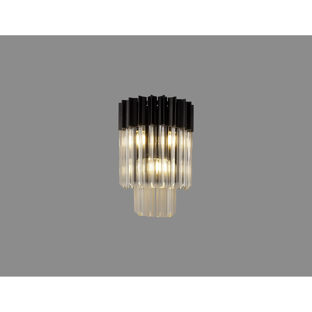 Nelson Lighting NL90019 Vienna 3 Light Wall Light Matt Black Clear