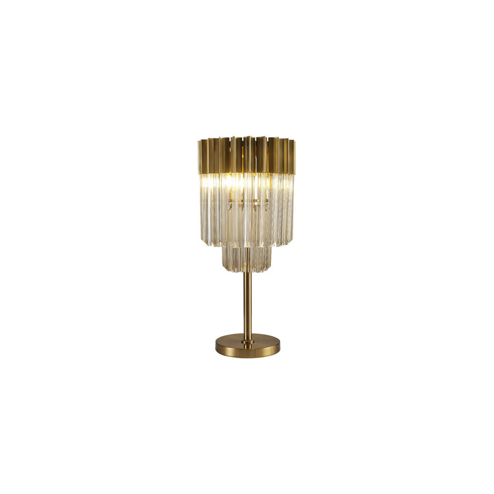 Nelson Lighting NL90059 Vienna 3 Light Table Lamp Brass Cognac